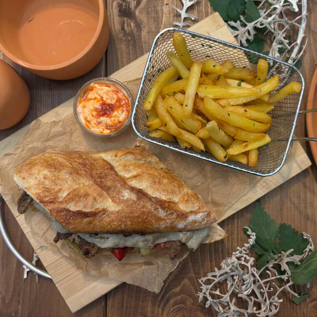 Philly Cheesesteak Sandwich with Fries